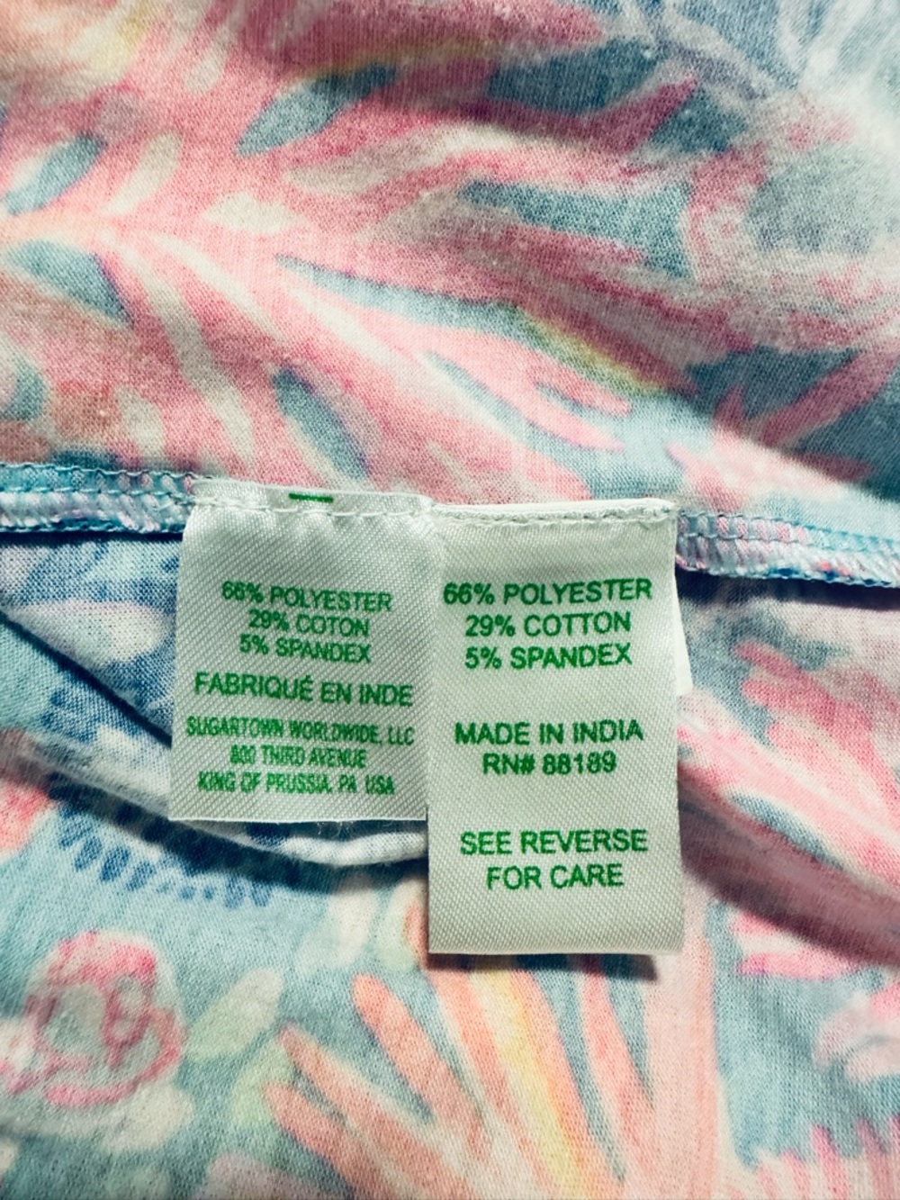 EUC Lilly Pulitzer Vibrant Floral Peasant Blouse in Pink & Blue - Picture 5 of 5